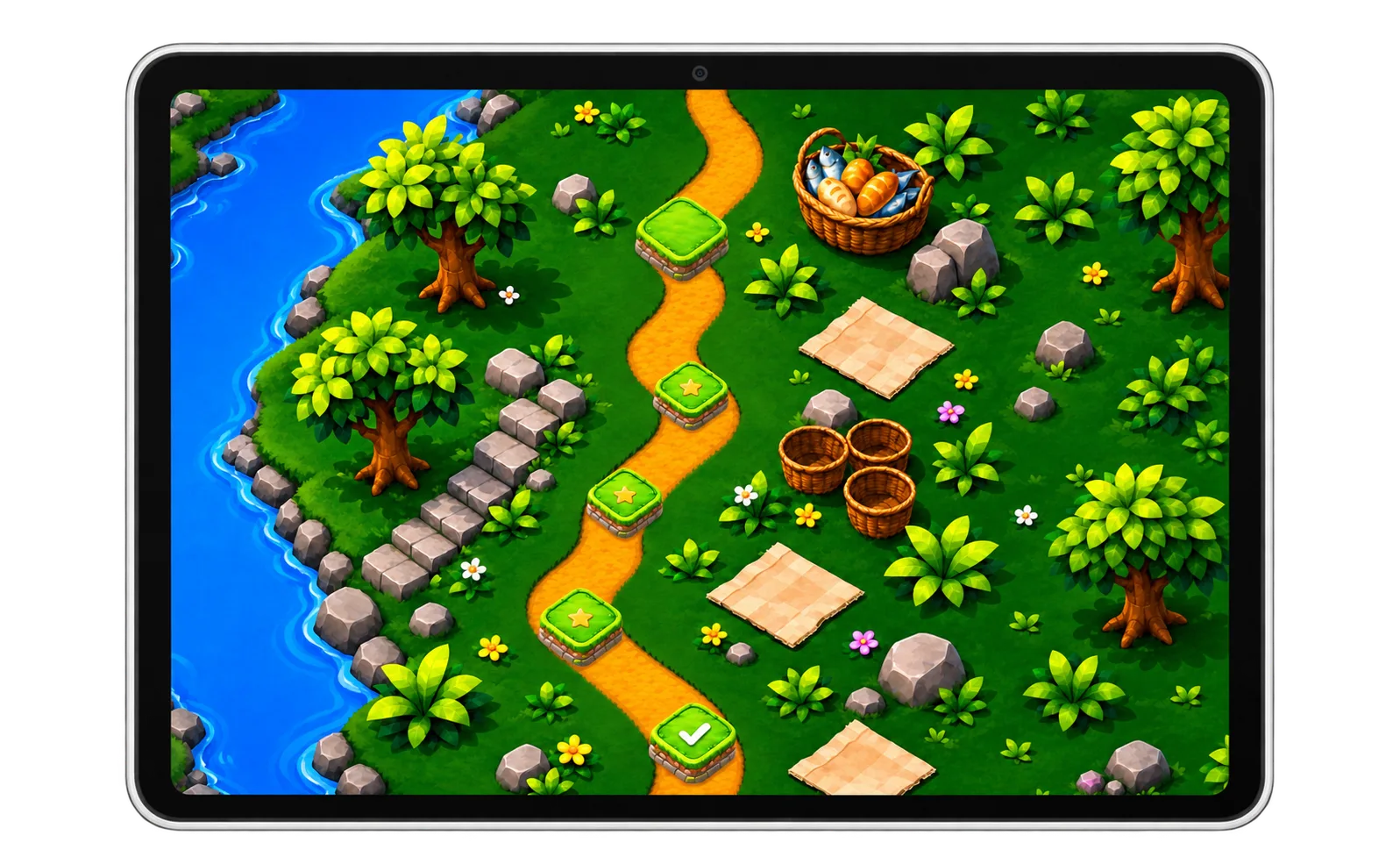 WLearn game level displayed on a tablet