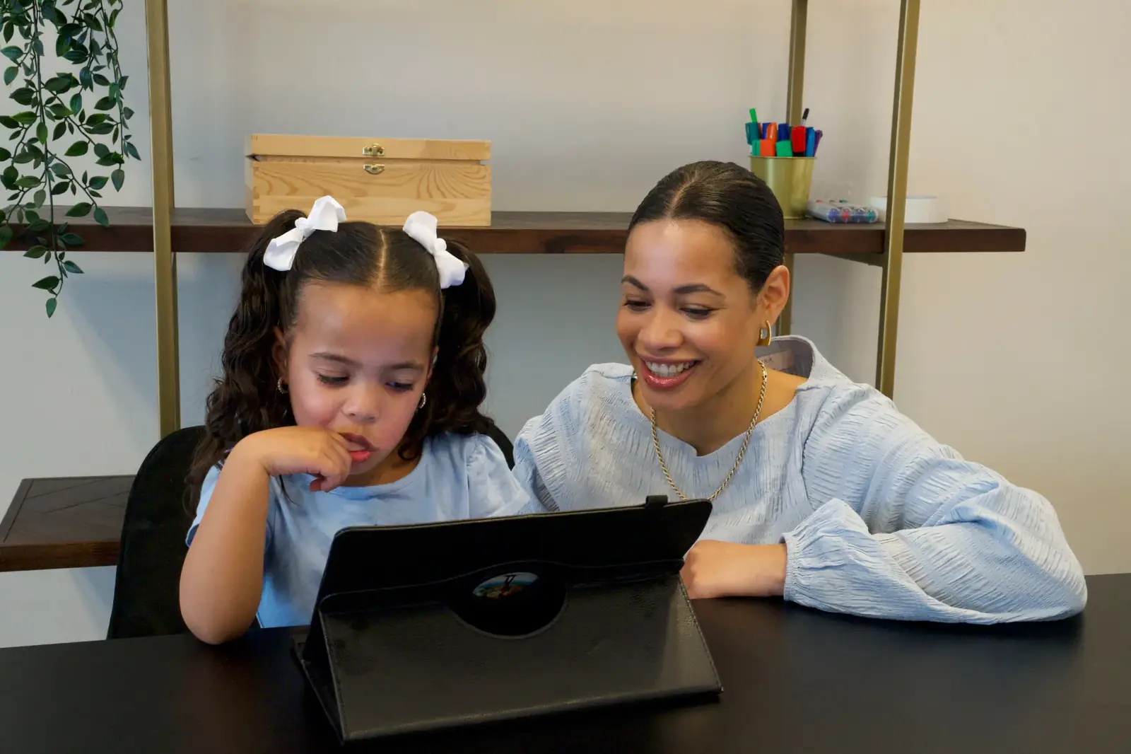 Parent teaching child